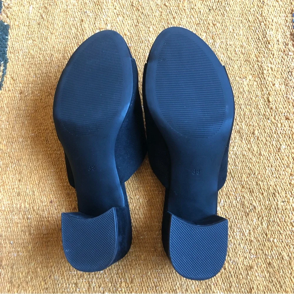 H&M Black Suede Mules Size 38 - Picture 4 of 6